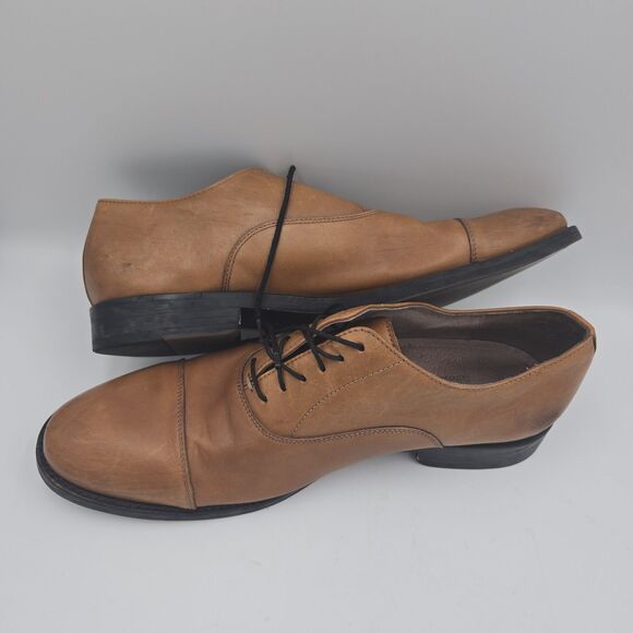 BANANA REPUBLIC Ortholite cognac brown leather cap toe lace up oxfords Size 10 M - Picture 2 of 8
